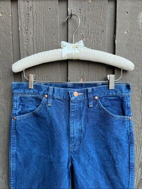 Wrangler Dark Blue Denim Jeans with Copper Stitching